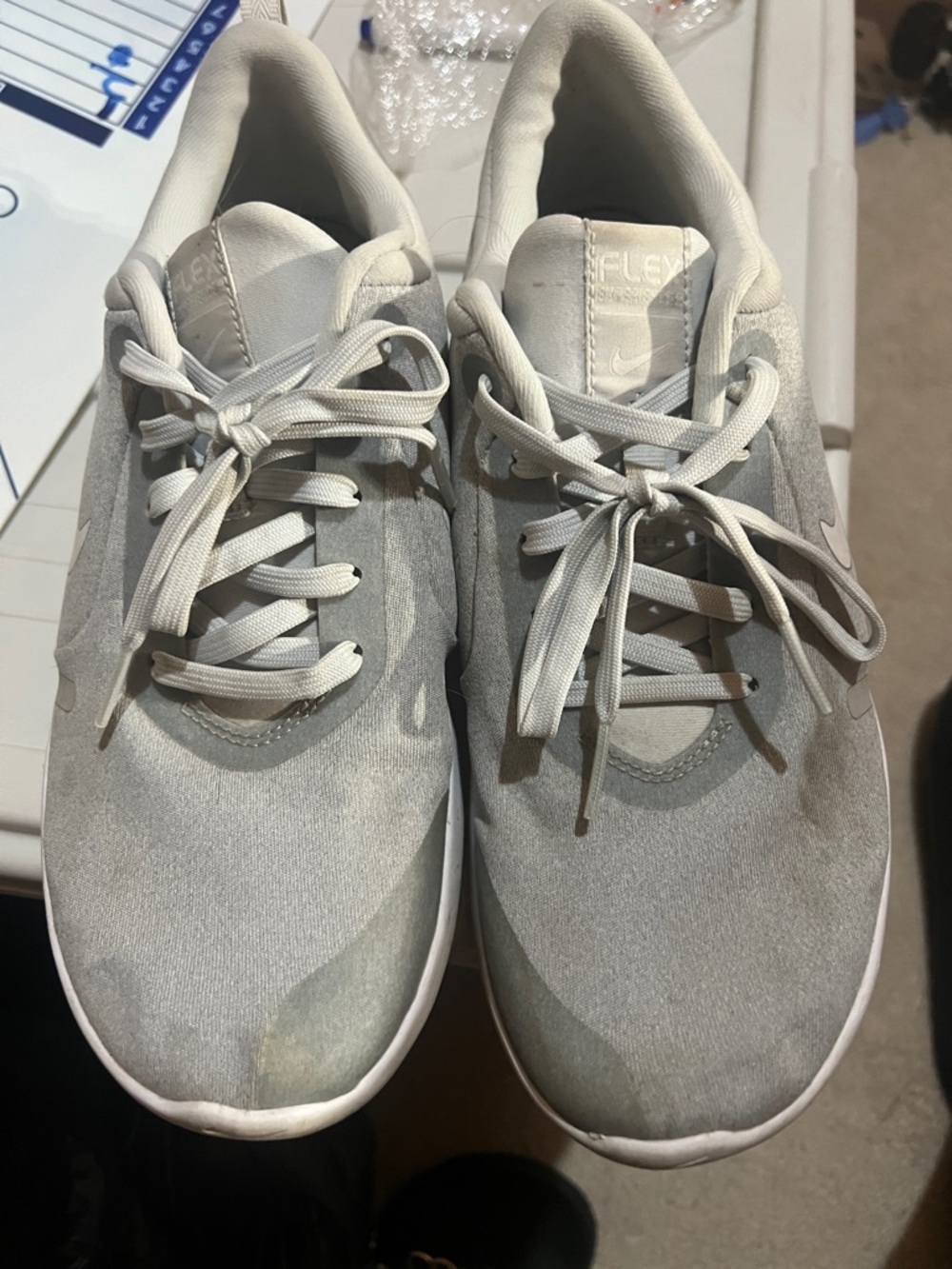 Nike Light Gray and White Flex Running Shoes
